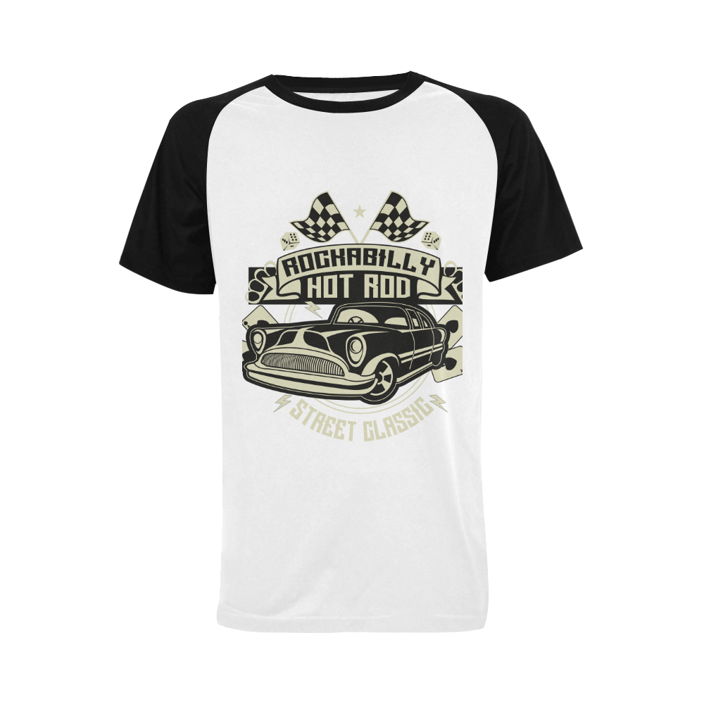 Rockabilly Hotrod Men's Raglan T-shirt Big Size (USA Size) (Model T11)