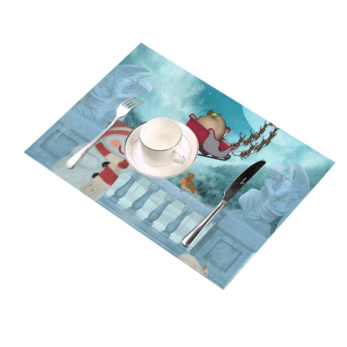 Funny snowman with Santa Claus Placemat 14’’ x 19’’ (Set of 4)