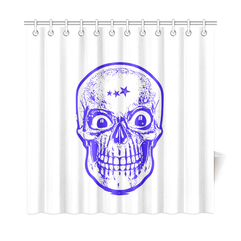 Sketchy Skull , blue by JamColors Shower Curtain 72"x72"