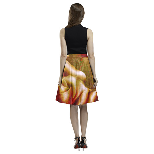 Wonderful red roses Melete Pleated Midi Skirt (Model D15)