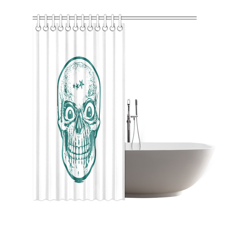 Sketchy Skull ,teal by JamColors Shower Curtain 72"x72"