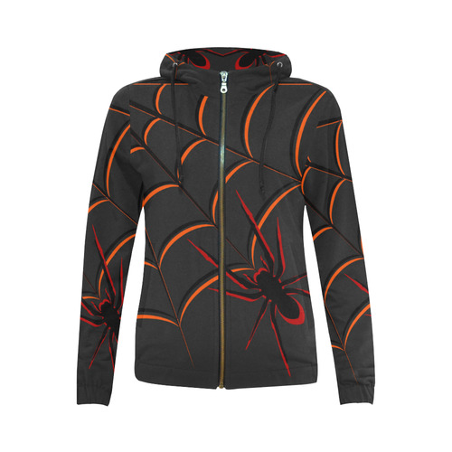 Scary Spider All Over Print Full Zip Hoodie for Women (Model H14)