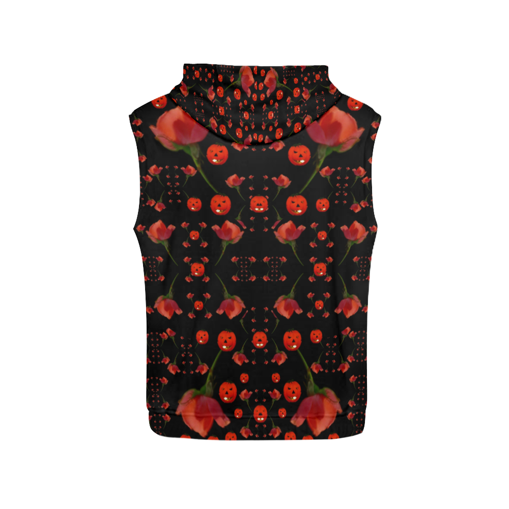 pumkins and roses from the fantasy garden All Over Print Sleeveless Hoodie for Women (Model H15)