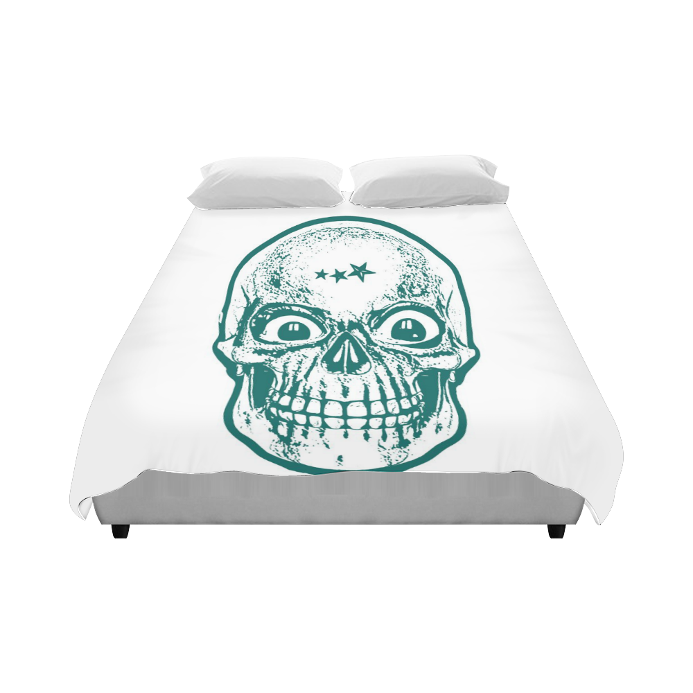 Sketchy Skull ,teal by JamColors Duvet Cover 86"x70" ( All-over-print)