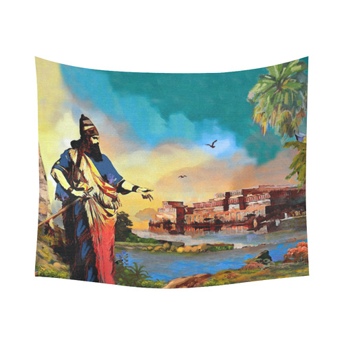 King of Assyria Wall Tapestry Cotton Linen Wall Tapestry 60"x 51"