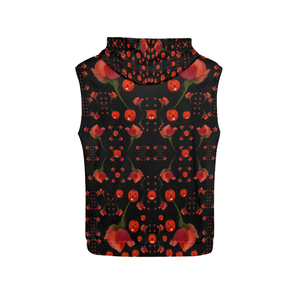pumkins and roses from the fantasy garden All Over Print Sleeveless Hoodie for Men (Model H15)