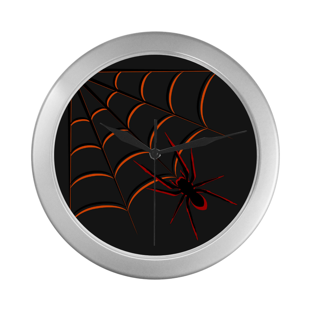 Scary Spider Silver Color Wall Clock