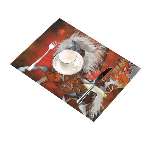 Awesome steampunk horse with wings Placemat 14’’ x 19’’ (Set of 4)