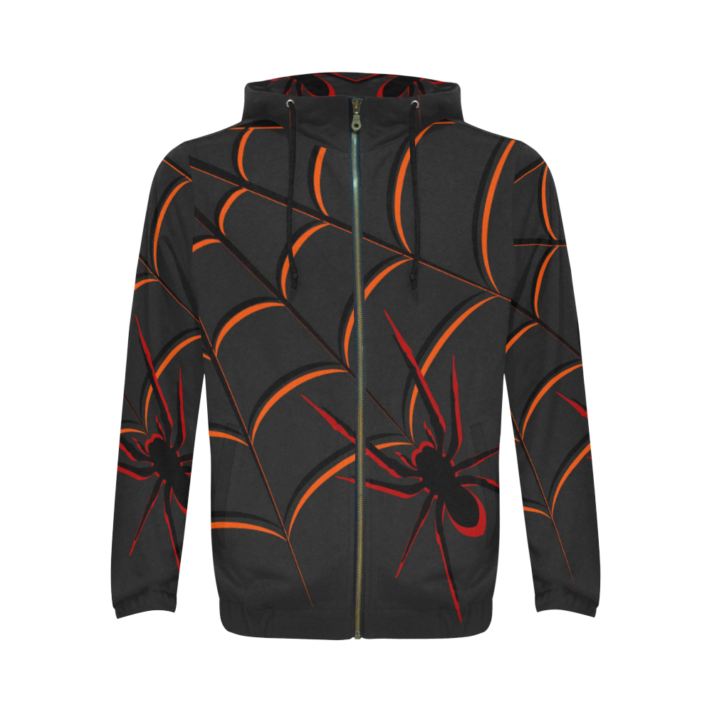 Scary Spider All Over Print Full Zip Hoodie for Men (Model H14)
