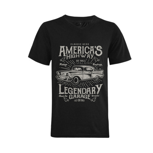 America's  Highway Men's V-Neck T-shirt  Big Size(USA Size) (Model T10)