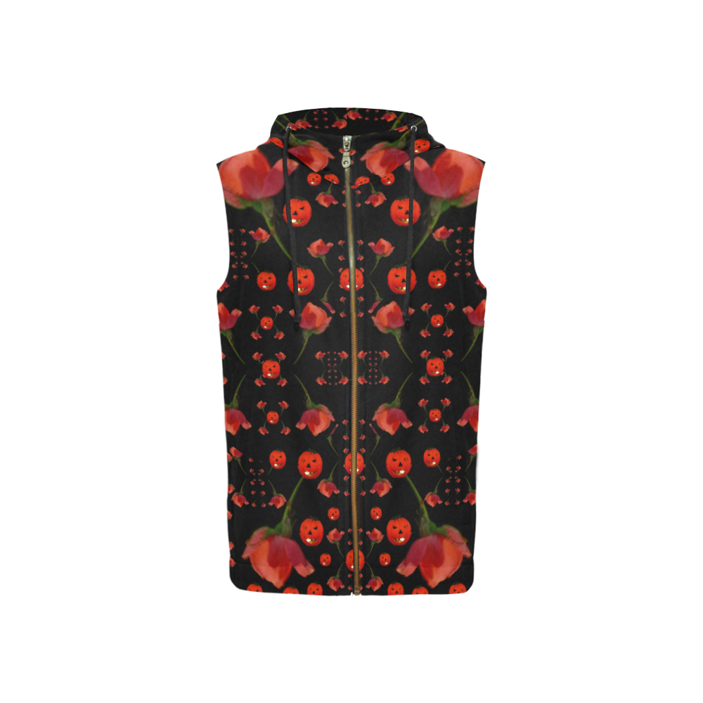 pumkins and roses from the fantasy garden All Over Print Sleeveless Zip Up Hoodie for Women (Model H16)