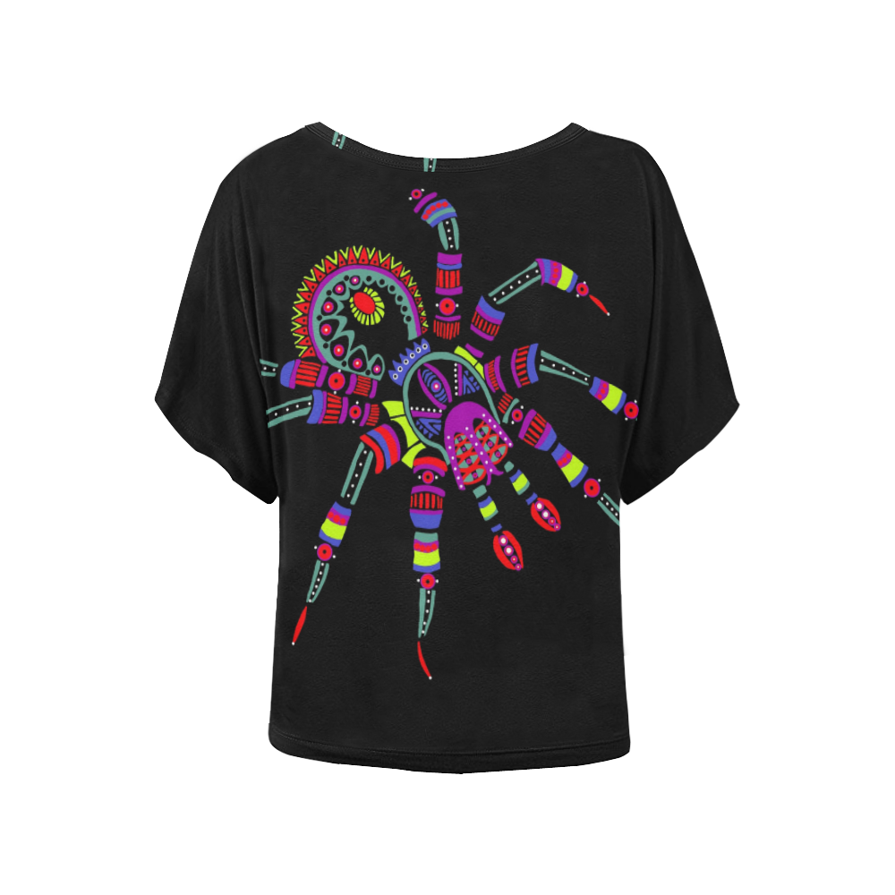 Rainbow halloween spider Women's Batwing-Sleeved Blouse T shirt (Model T44)