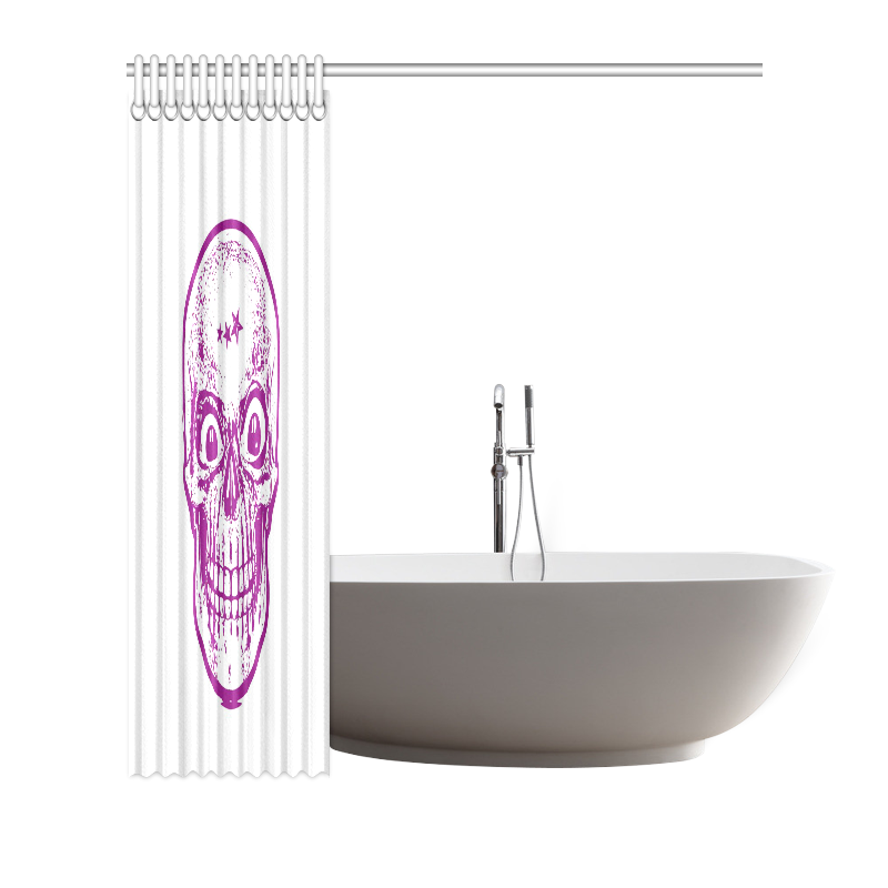 Sketchy Skull, plum by JamColors Shower Curtain 72"x72"