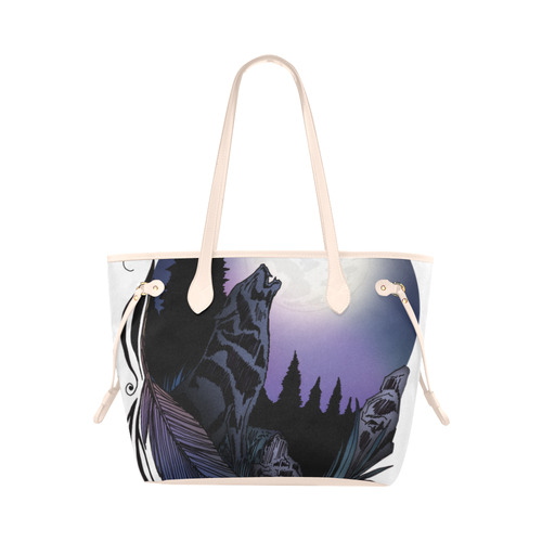 Howling Wolf Clover Canvas Tote Bag (Model 1661)