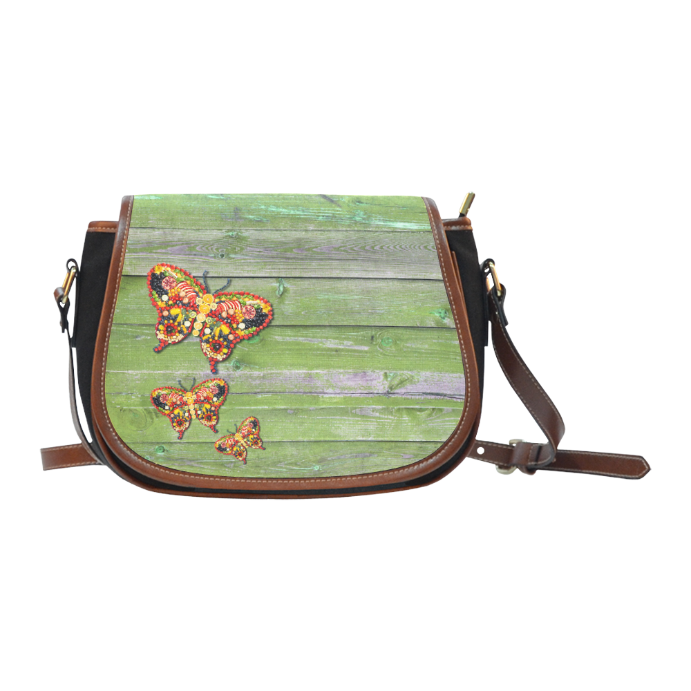 Vegan Dancing Butterflies Love Life Saddle Bag/Small (Model 1649)(Flap Customization)