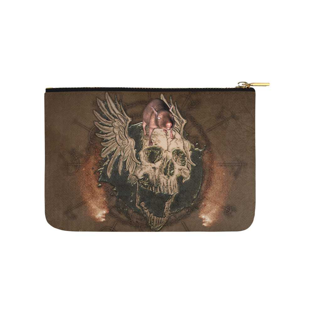 Awesome skull with rat Carry-All Pouch 9.5''x6''