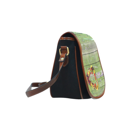 Vegan Smart Heart Love Life Saddle Bag/Small (Model 1649)(Flap Customization)