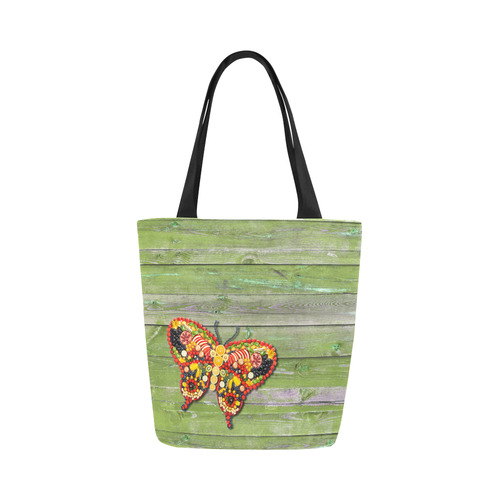 Vegan Butterfly Canvas Tote Bag (Model 1657)