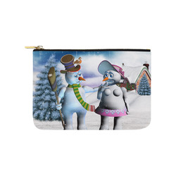 Funny snowman and snow women Carry-All Pouch 9.5''x6''
