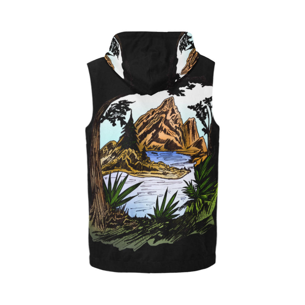 The Outdoors All Over Print Sleeveless Zip Up Hoodie for Men (Model H16)