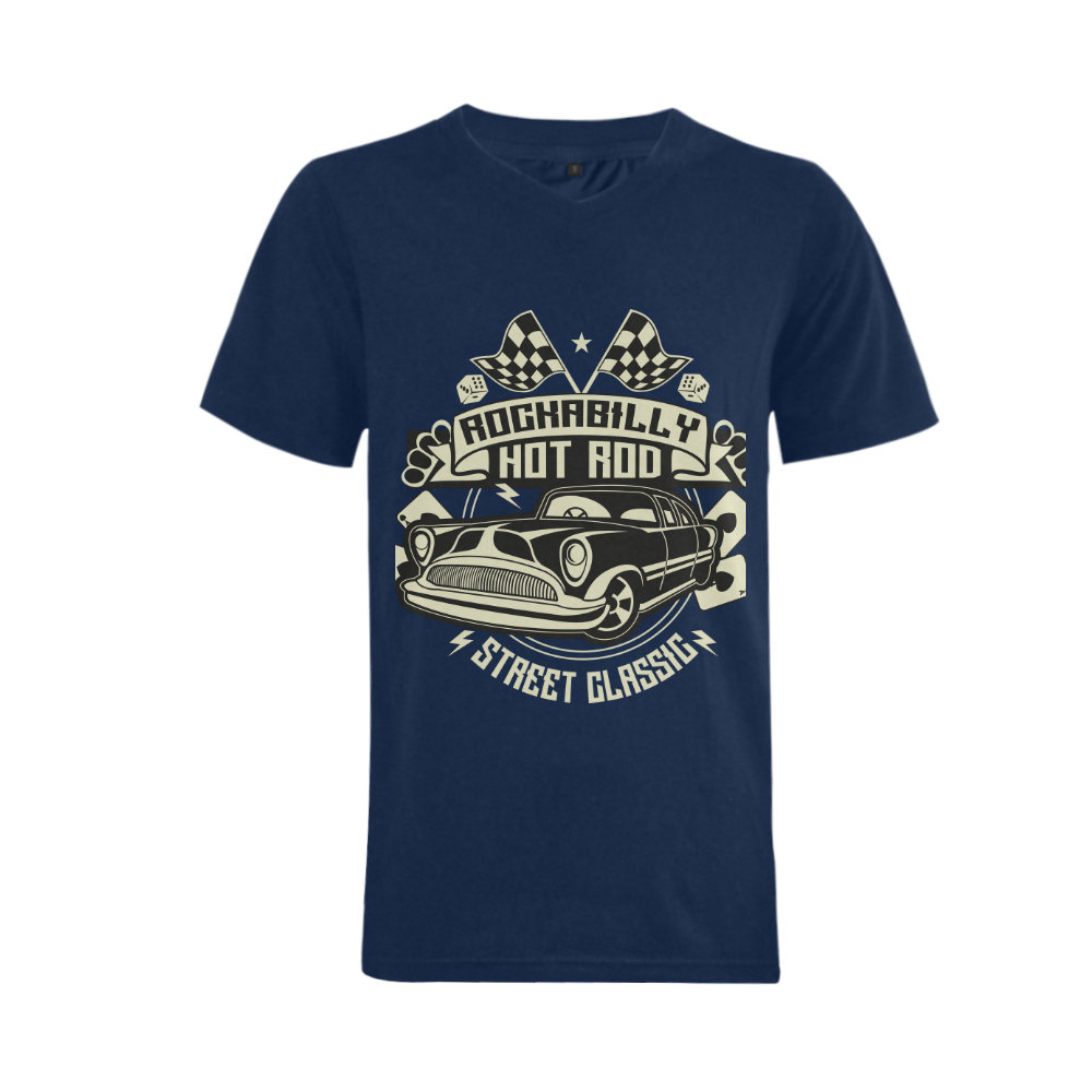 Rockabilly Hotrod Men's V-Neck T-shirt (USA Size) (Model T10)