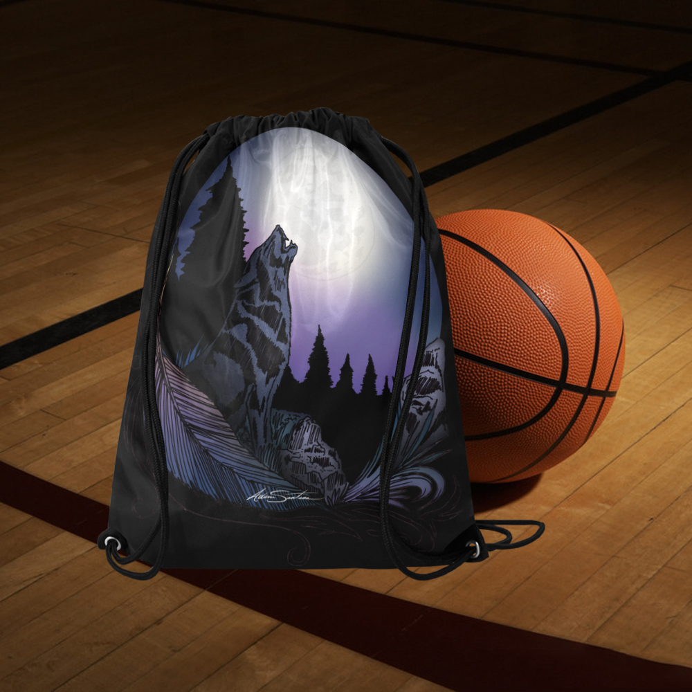 Howling Wolf Large Drawstring Bag Model 1604 (Twin Sides)  16.5"(W) * 19.3"(H)