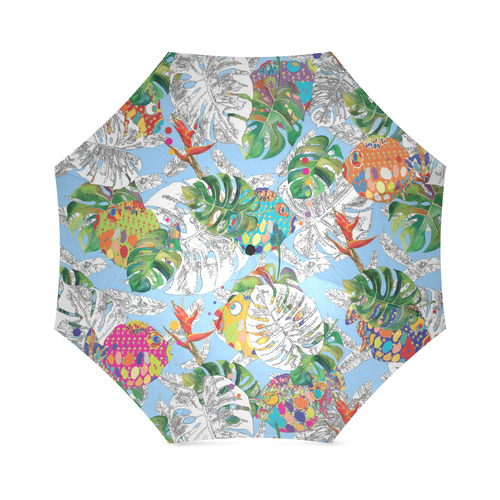 Tropical fish and palm leaves Foldable Umbrella (Model U01)
