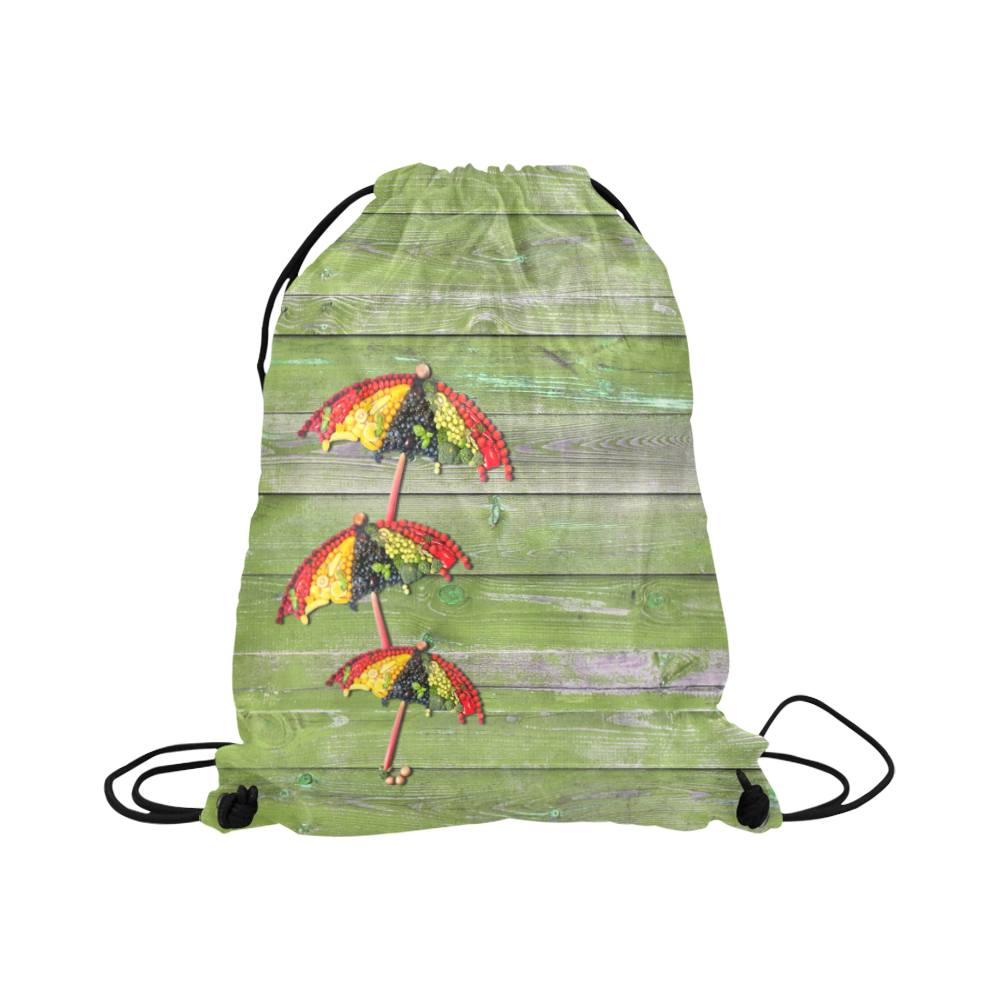 Vegan Save Umbrella Love Life Large Drawstring Bag Model 1604 (Twin Sides)  16.5"(W) * 19.3"(H)