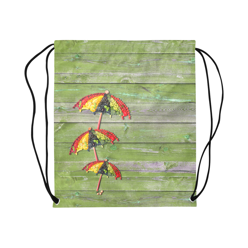 Vegan Save Umbrella Love Life Large Drawstring Bag Model 1604 (Twin Sides)  16.5"(W) * 19.3"(H)