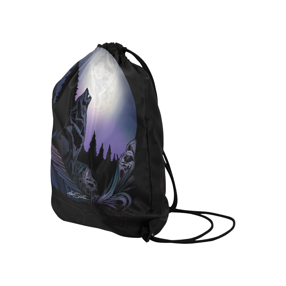 Howling Wolf Large Drawstring Bag Model 1604 (Twin Sides)  16.5"(W) * 19.3"(H)