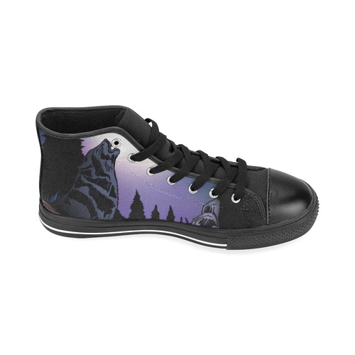Howling Wolf High Top Canvas Shoes for Kid (Model 017)