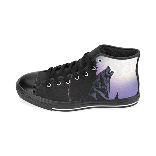 Howling Wolf Men’s Classic High Top Canvas Shoes /Large Size (Model 017)