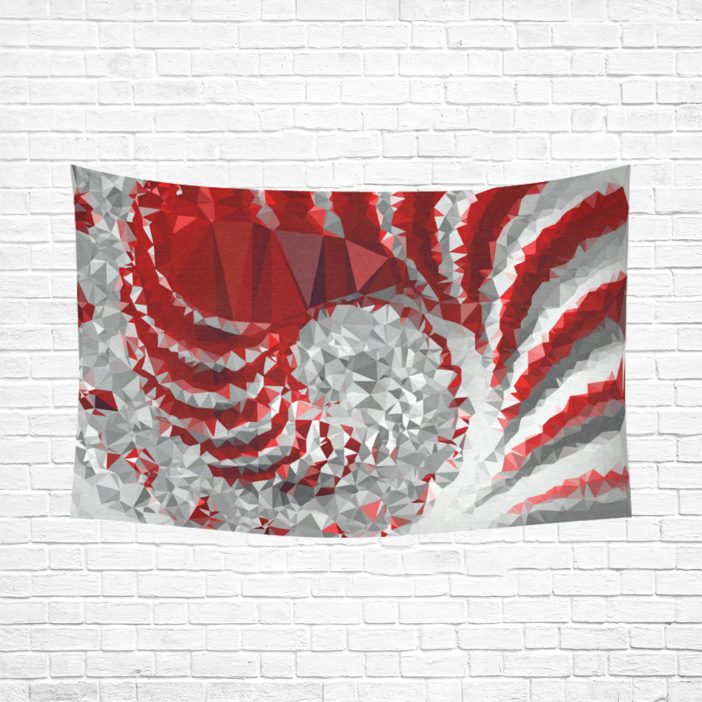 Red and White Stripes Triangles Geometric Cotton Linen Wall Tapestry 90"x 60"