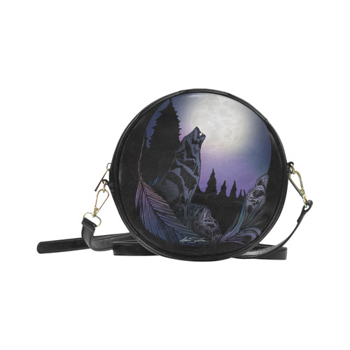 Howling Wolf Round Sling Bag (Model 1647)