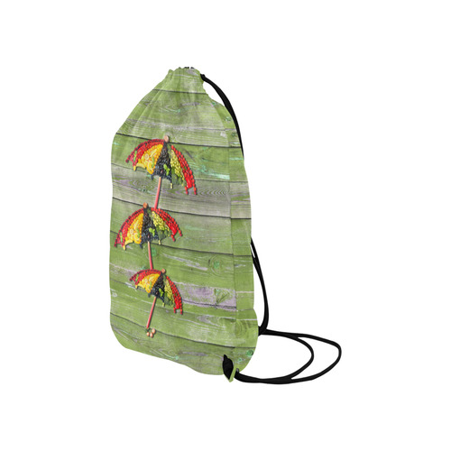 Vegan Save Umbrella Love Life Small Drawstring Bag Model 1604 (Twin Sides) 11"(W) * 17.7"(H)