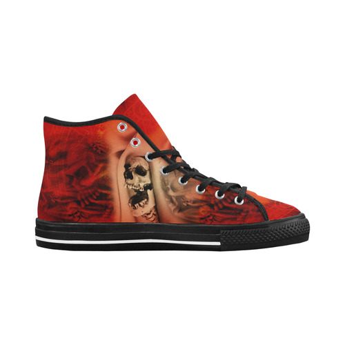 Creepy skulls on red background Vancouver H Women's Canvas Shoes (1013-1)