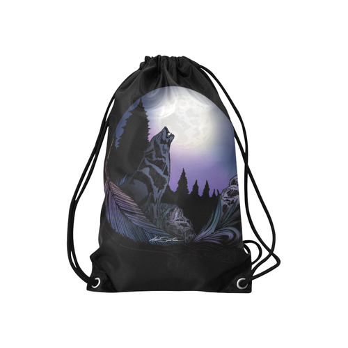 Howling Wolf Small Drawstring Bag Model 1604 (Twin Sides) 11"(W) * 17.7"(H)