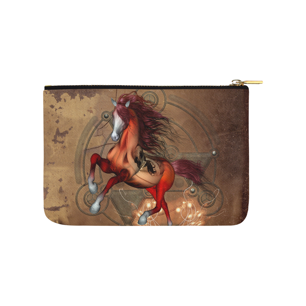 Wonderful horse with skull, red colors Carry-All Pouch 9.5''x6''