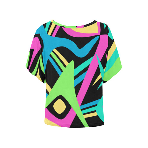 Neon Puff Women's Batwing-Sleeved Blouse T shirt (Model T44)
