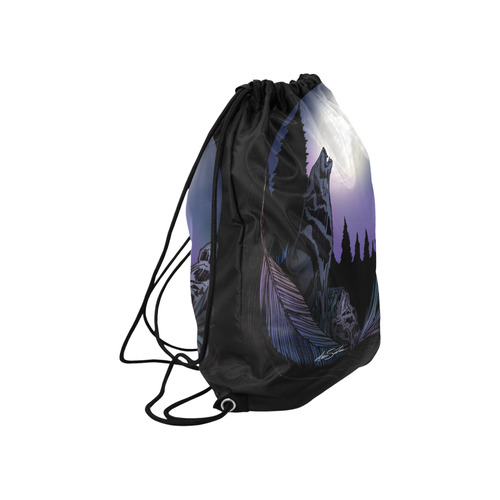 Howling Wolf Large Drawstring Bag Model 1604 (Twin Sides)  16.5"(W) * 19.3"(H)