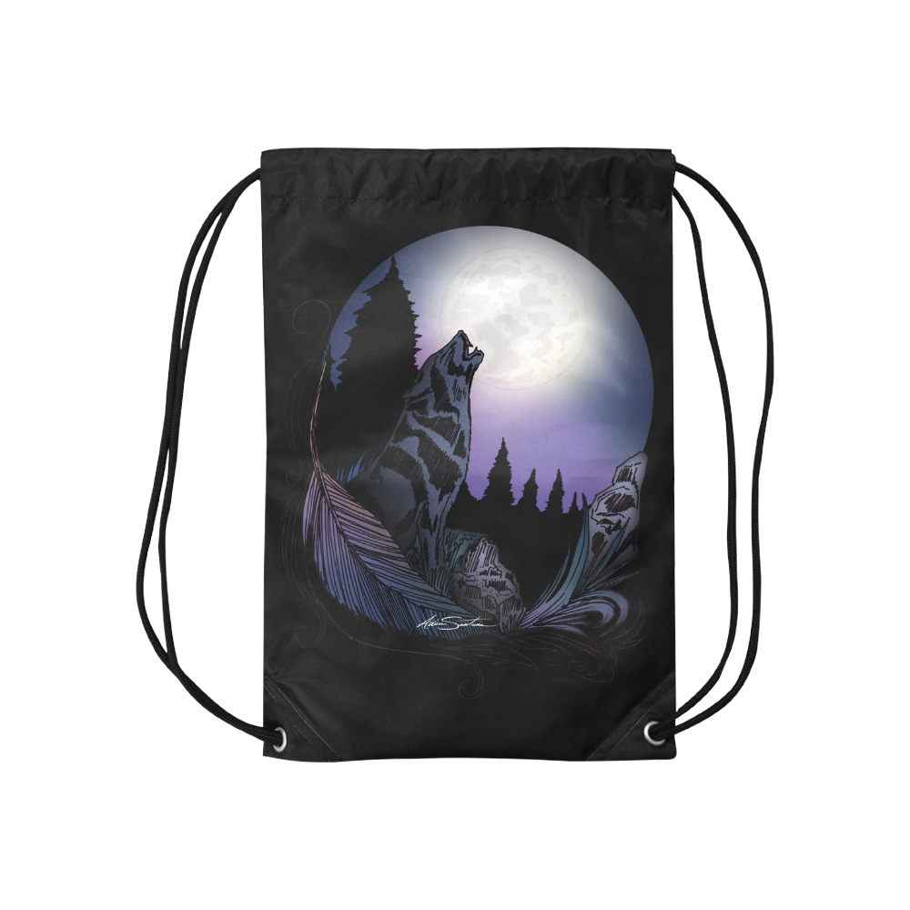 Howling Wolf Small Drawstring Bag Model 1604 (Twin Sides) 11"(W) * 17.7"(H)