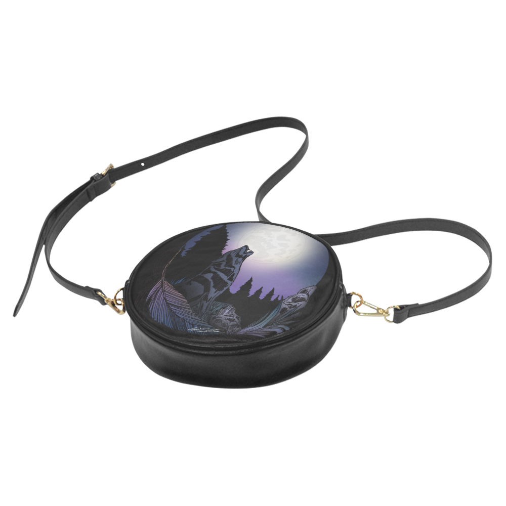 Howling Wolf Round Sling Bag (Model 1647)