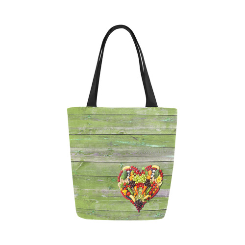 Vegan Heart Love Canvas Tote Bag (Model 1657)