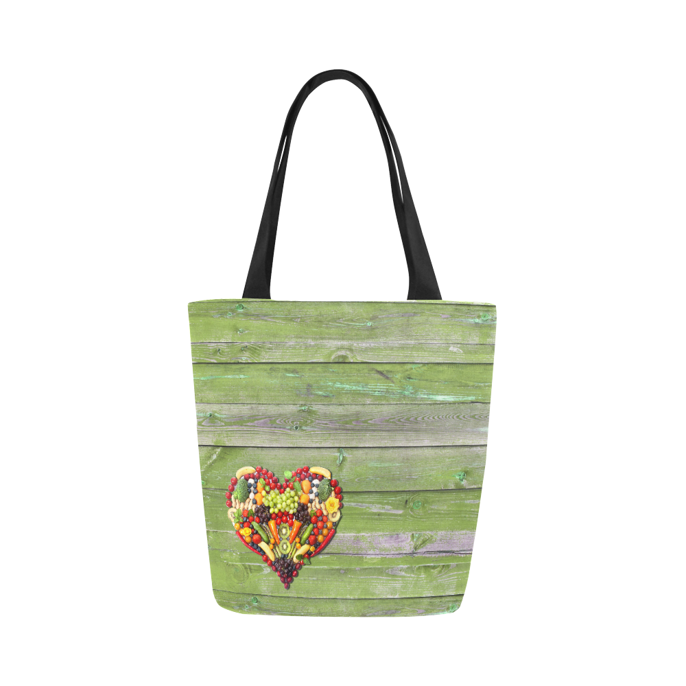 Vegan Heart Love Canvas Tote Bag (Model 1657)