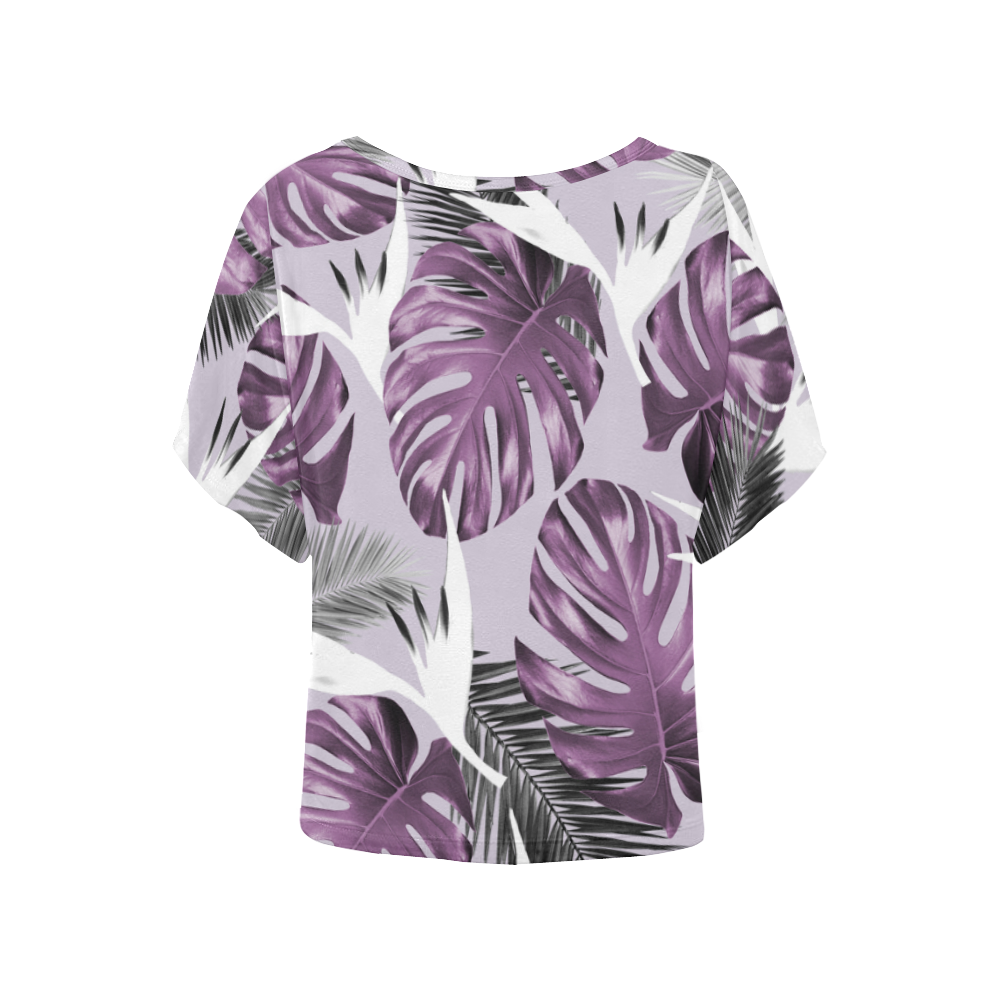Purple Tropics Women's Batwing-Sleeved Blouse T shirt (Model T44)