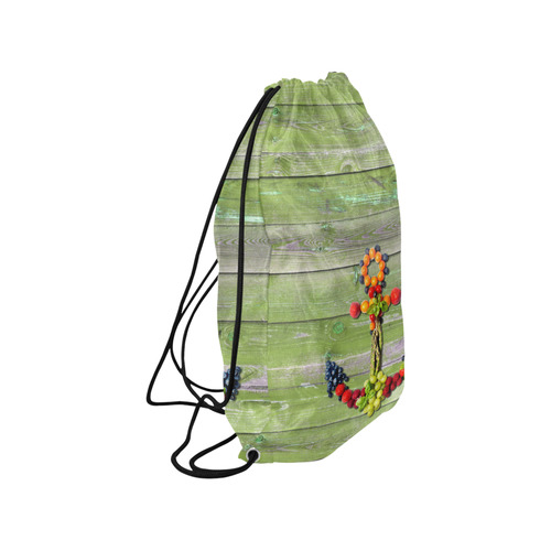 Vegan Anchor Love Life Small Drawstring Bag Model 1604 (Twin Sides) 11"(W) * 17.7"(H)