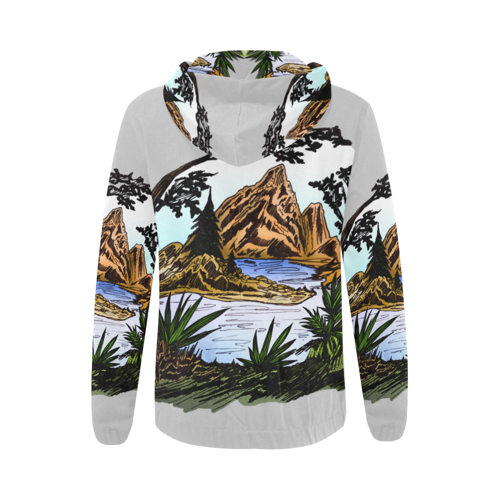 The Outdoors All Over Print Full Zip Hoodie for Women (Model H14)