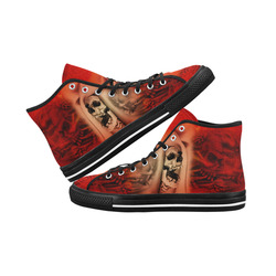 Creepy skulls on red background Vancouver H Women's Canvas Shoes (1013-1)