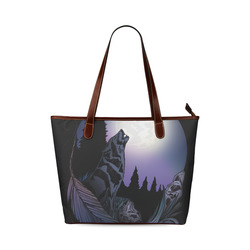 Howling Wolf Shoulder Tote Bag (Model 1646)