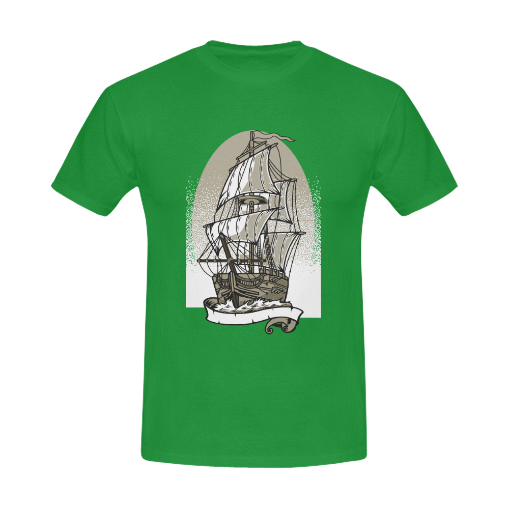 Ship Green Men's Slim Fit T-shirt (Model T13)